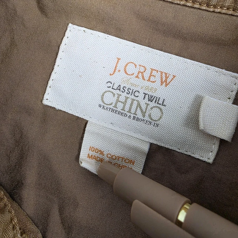 J.Crew Classic Twill Chino Jacket Mens Medium Brown Cotton Military Field Canvas